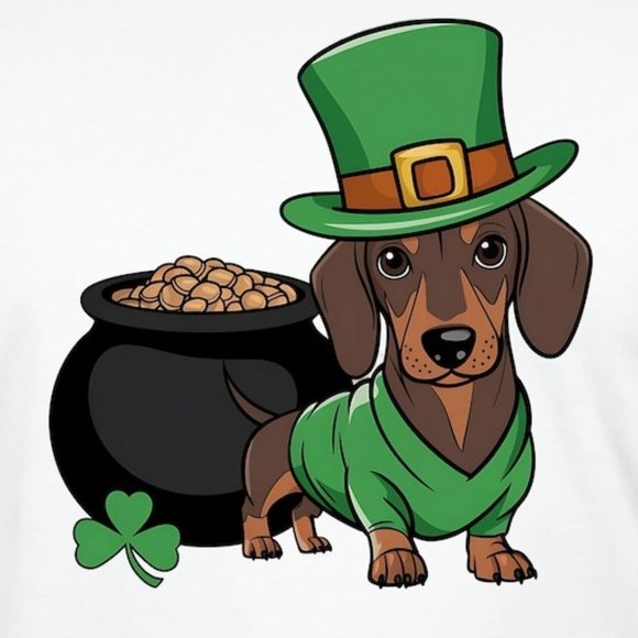 St Patricks Day Dachshund Shirt T1 - Picture 2 of 4